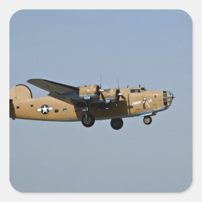 Diamond Lil B-24 Bomber, landing at Oshkosh, Square Sticker (Front)