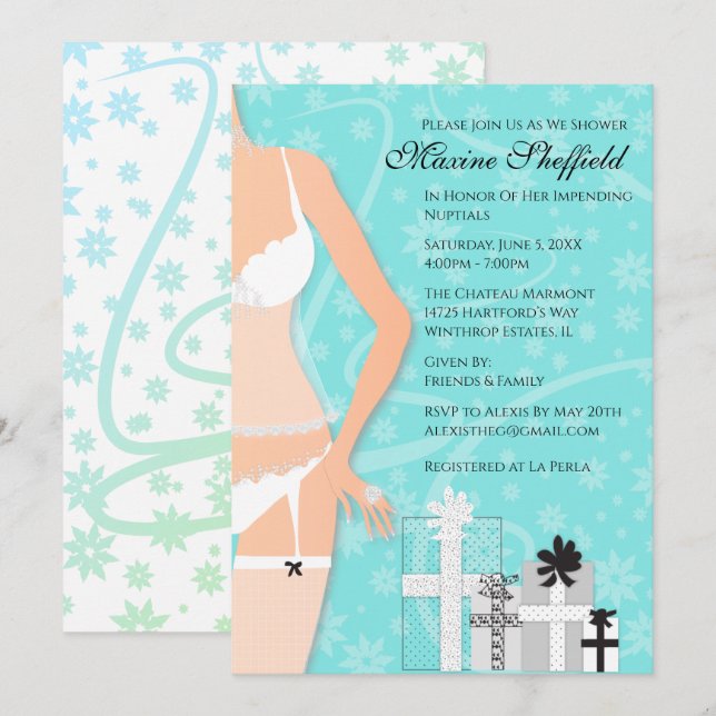 Diamond Lingerie Bridal Tiffany Green Invitation (Front/Back)