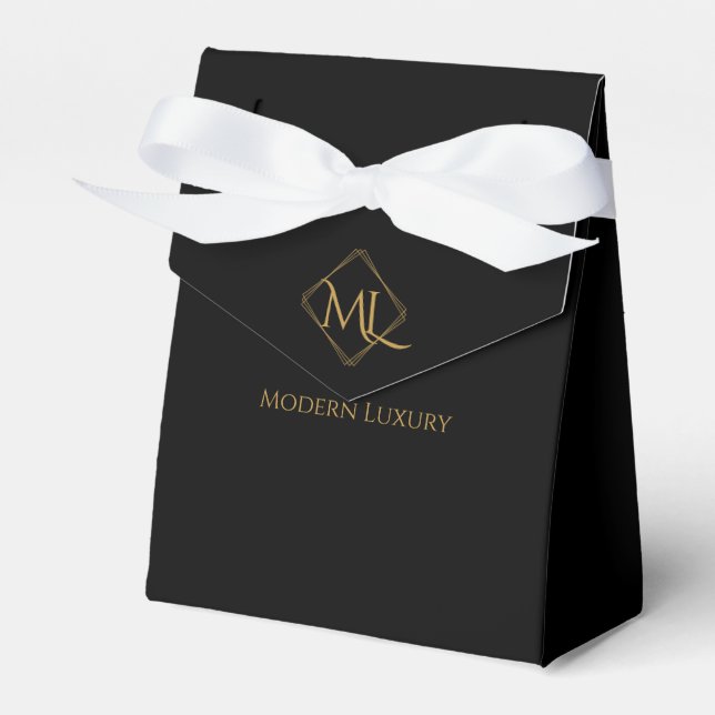 Diamond Logo | Black & Gold Favour Box (Front Side)