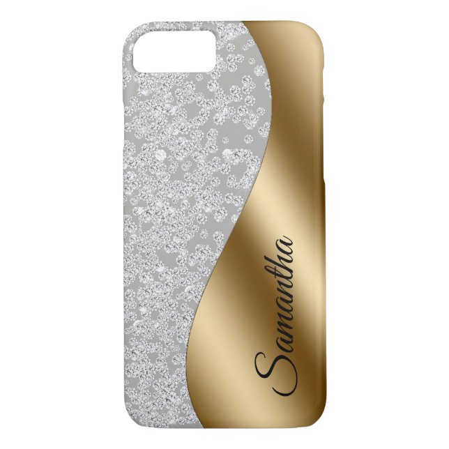 Diamond Look Bling Gold Metal Personalised Case-Mate iPhone Case (Back)