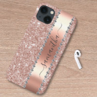 Diamond Look Glitter Calligraphy Name Rose Gold