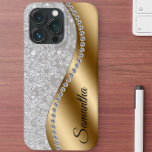 Diamond Look Gold Metal Personalised Glam Case-Mate iPhone 14 Case<br><div class="desc">Any glitter or diamonds in design are photos and simulated. This design may be personalised in the area provided by changing the photo and/or text. Or it can be customised by clicking Personalise this Template and then choosing the click to customise further option and delete or change the colour of...</div>