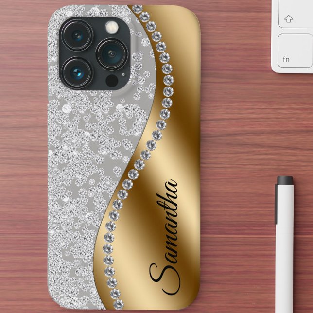 Diamond Look Gold Metal Personalised Glam Case-Mate iPhone Case (Creator Uploaded)