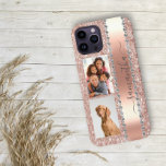 Diamond Look Photo Glitter Name Monogram Rose Gold Case-Mate iPhone Case<br><div class="desc">Any glitter or diamonds in design are photos and simulated. This design may be personalized in the area provided by changing the photo and/or text. Or it can be customized by clicking Personalize this Template and then choosing the click to customize further option and delete or change the color of...</div>