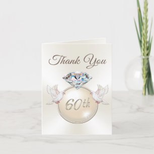 Diamond Love Bird 60th Anniversary Thank You Cards