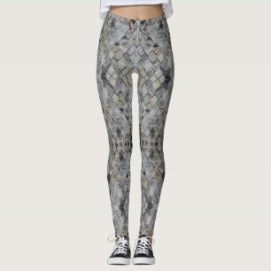 Diamond marble grey beige tiles leggings