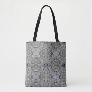 Diamond marble grey beige tiles tote bag