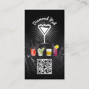 Diamond Martini Glass Logo   QR Code Business Card