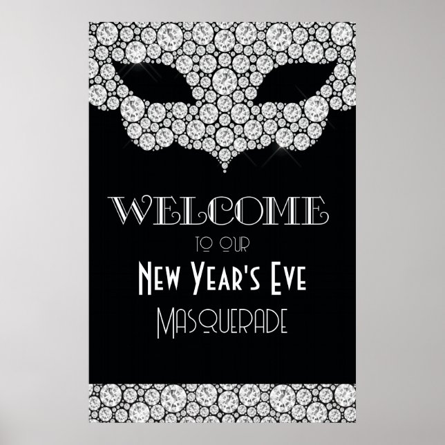 Diamond Masquerade New Year's Eve Welcome Sign (Front)