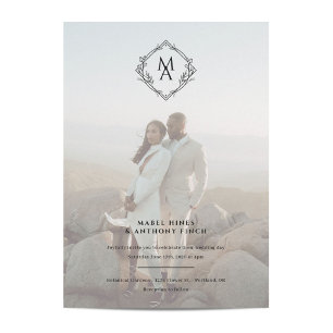 Diamond Monogram and Photo Wedding Invitation