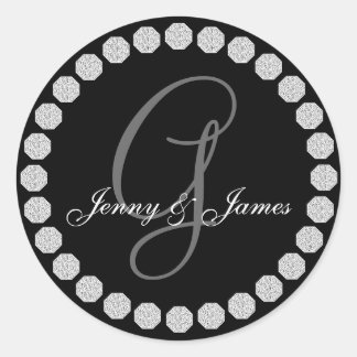Diamond Monogram G Names Wedding Favour Labels