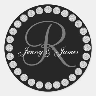 Diamond Monogram R Names Wedding Favour Labels