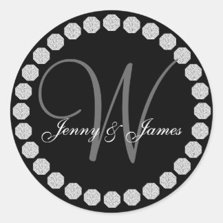 Diamond Monogram W Names Wedding Favour Labels