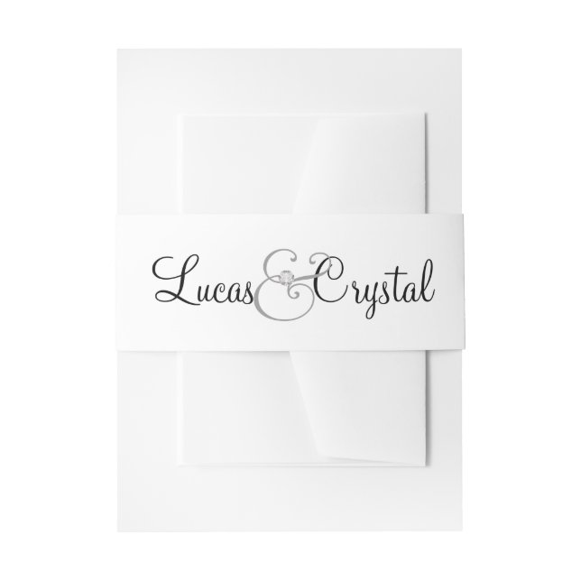 Diamond Monogram Wedding Invitation Belly Band (Front Example)