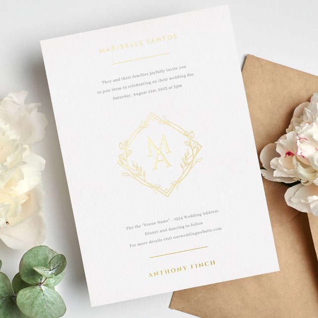 Diamond Monogram With Flowers in Gold Wedding (Creator Uploaded)