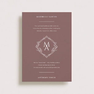 Diamond Monogram With Flowers Invitation