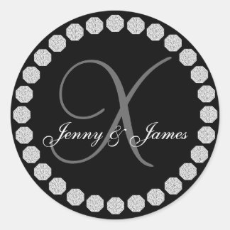 Diamond Monogram X Names Wedding Favour Labels