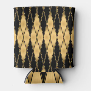 Diamond motif: gold-black elegant pattern. can cooler