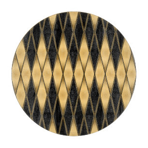 Diamond motif: gold-black elegant pattern. cutting board