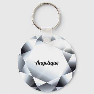 Diamond name gemstone jewel round bling key ring
