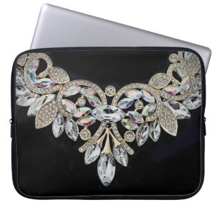 Diamond necklace black silver elegant  laptop sleeve
