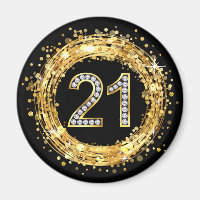 Diamond Number 21 Glitter Bling Confetti | gold