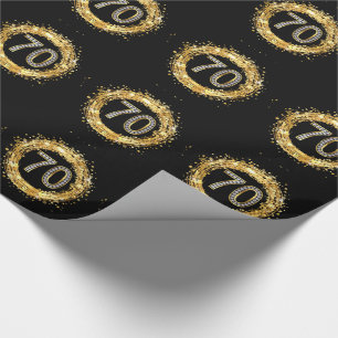 Diamond Number 70 Glitter Bling Confetti   gold Wrapping Paper