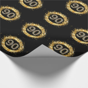 Diamond Number 90 Glitter Bling Confetti   gold Wrapping Paper