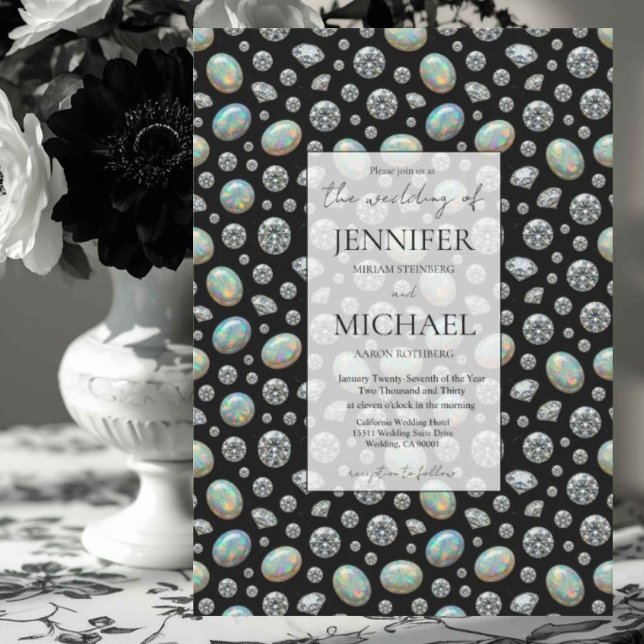 Diamond + Opals Formal | Luxury QR Code Wedding Invitation (Creator Uploaded)