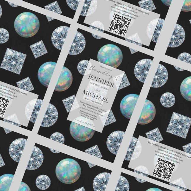 Diamond + Opals Formal | Luxury QR Code Wedding Invitation (Creator Uploaded)