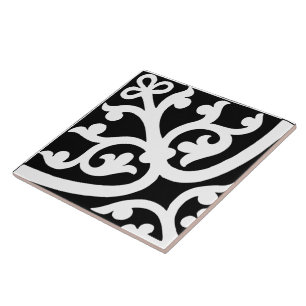 Diamond Orientated Stylish Abstract Black & White Tile