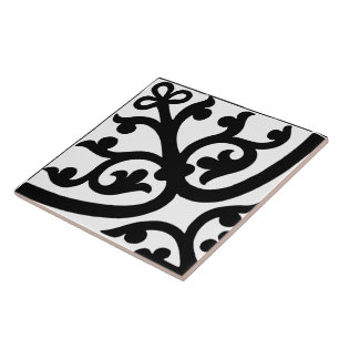 Diamond Orientated Stylish Abstract Black & White Tile