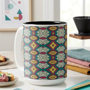 Diamond & Oval Symmetry Two-Tone Coffee Mug