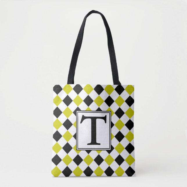 Diamond Pattern #1 Monogrammed Tote Bag (Front)