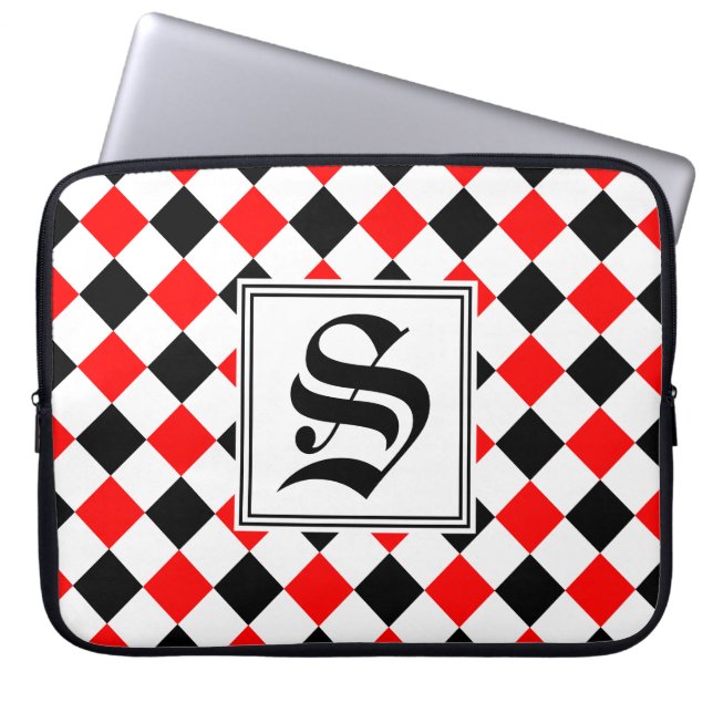 Diamond Pattern #3 Monogrammed Laptop Sleeve (Front)