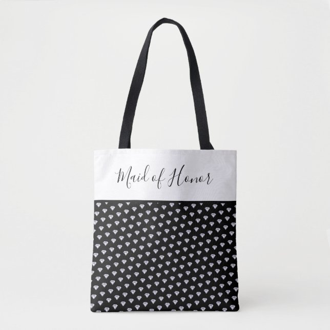 Diamond pattern, ANY COLOR, Wedding Bridesmaid Tot Tote Bag (Front)