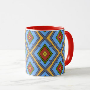 Diamond Pattern Blue Red Yellow Green  Mug