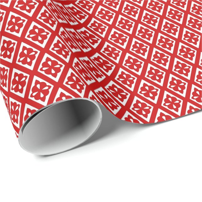 Diamond pattern - deep red and white wrapping paper (Roll Corner)