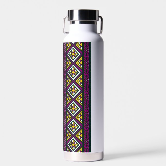 diamond pattern design, ankara water bottle (Front)