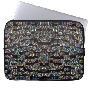 Diamond pattern elegant silver black rhinestone  laptop sleeve