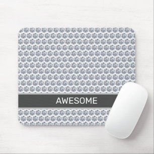 Diamond Pattern/Fractal Mosaic in Silver & White Mouse Mat