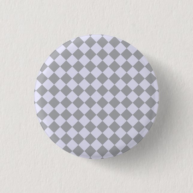 Diamond pattern in grey and lavender 3 cm round badge (Front)