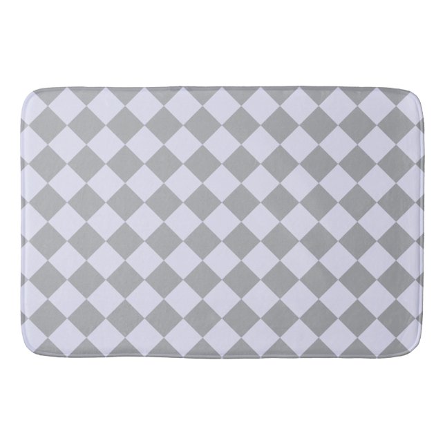 Diamond pattern in grey and lavender bath mat (Front)