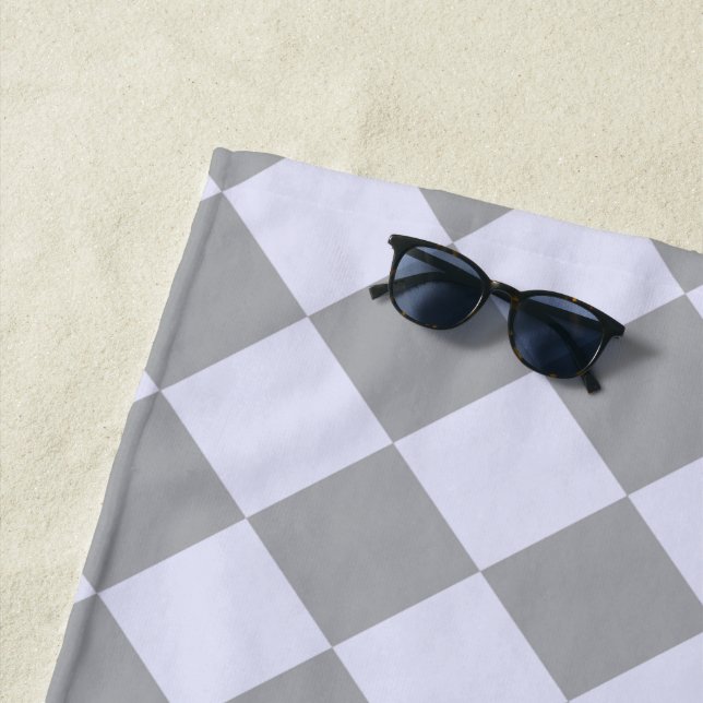 Diamond pattern in grey and lavender beach towel (In Situ)