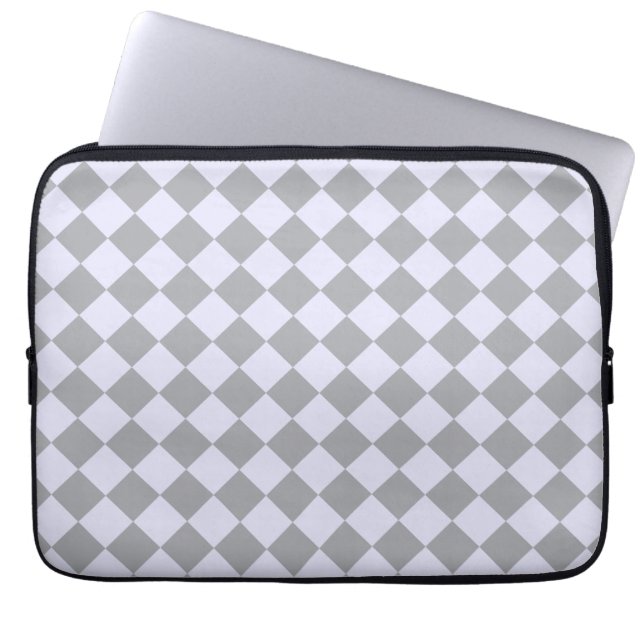 Diamond pattern in grey and lavender laptop sleeve (Front)