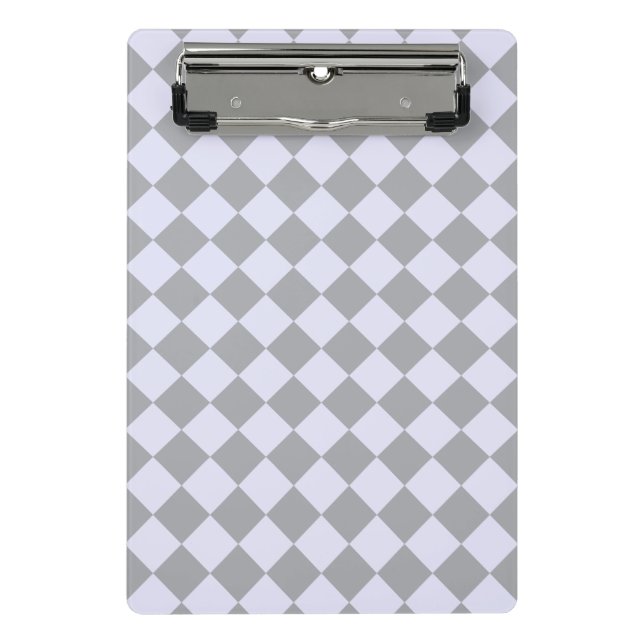 Diamond pattern in grey and lavender mini clipboard (Front)