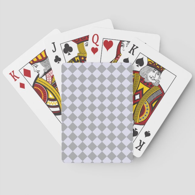 Diamond pattern in grey and lavender playing cards (Back)