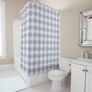 Diamond pattern in grey and lavender shower curtain