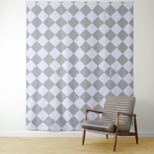 Diamond pattern in grey and lavender tapestry