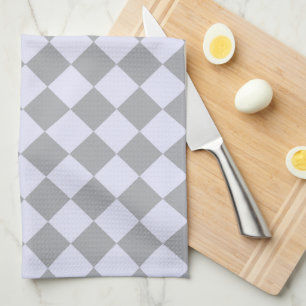 Diamond pattern in grey and lavender tea towel